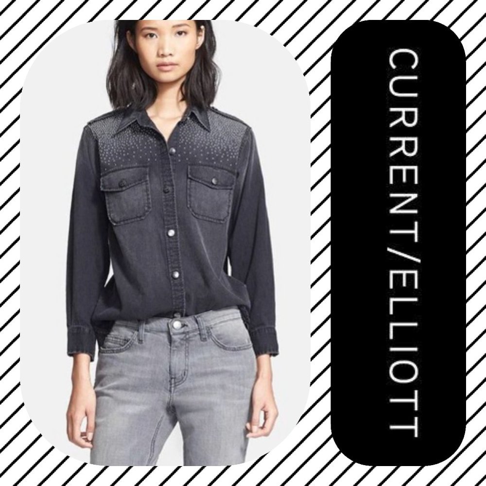 CURRENT/ELLIOTT Studded Denim Shirt